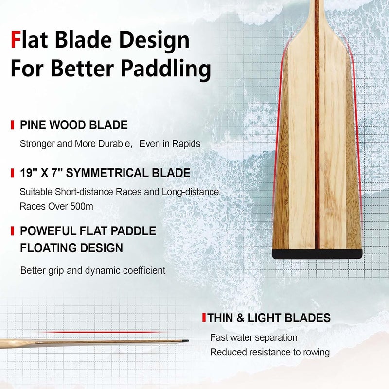 JUSTOOP Store Wood Dragon Boat Paddle, Lightweight Wooden Canoe Paddle with Paddle Bag, IDBF Approved Boat Oars with T Handle for Dragon Boat Paddler, 120/125/130cm(47/49/51in) - Image 3